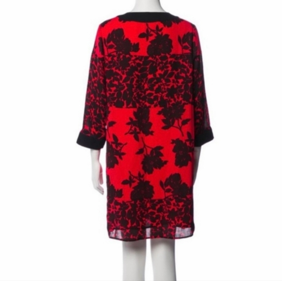 NWT MICHAEL KORS Red & Black Floral Shift Dress - Picture 7 of 11